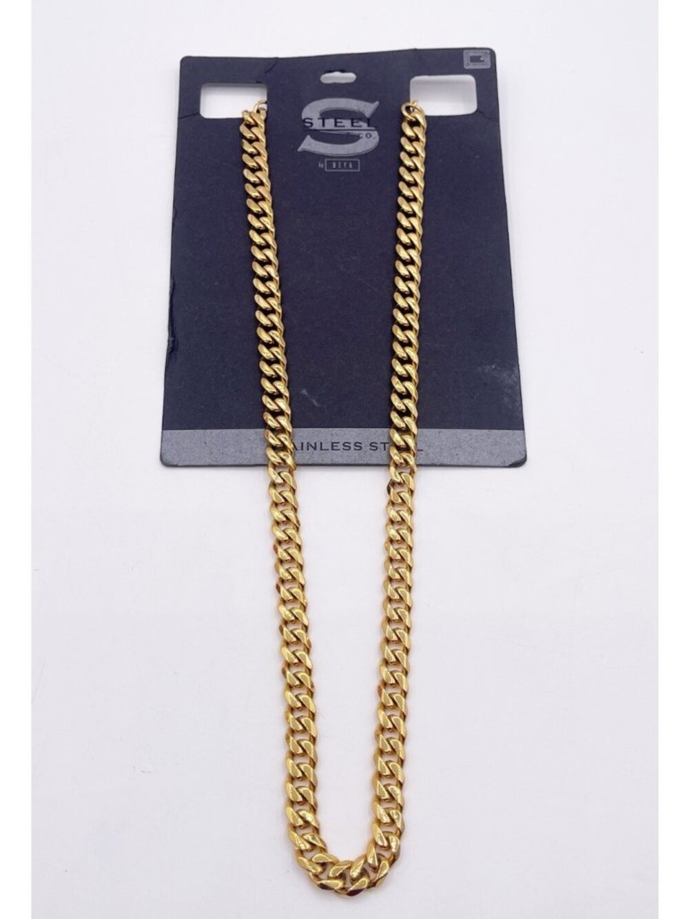 New Gold Tone Heavy Cuban Link Chain Necklace Adjustable Length Unisex